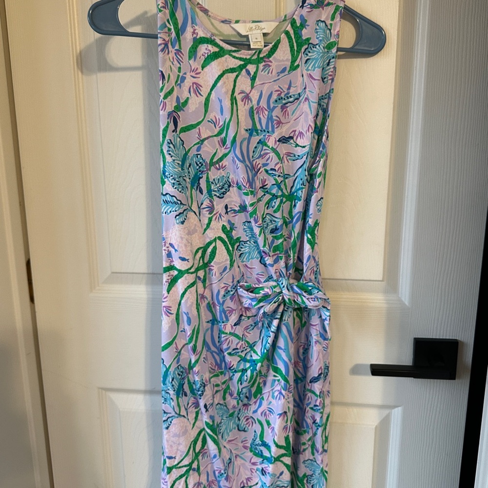 Lilly Pulitzer Blue and Purple Sheath Midi Dress